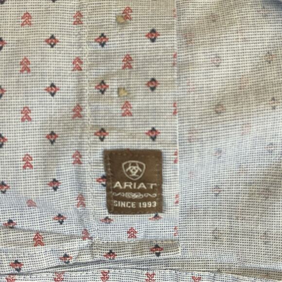 Ariat Men’s Size L Stretch All Over Arrow Print Short Sleeve Western Shirt - Picture 7 of 9